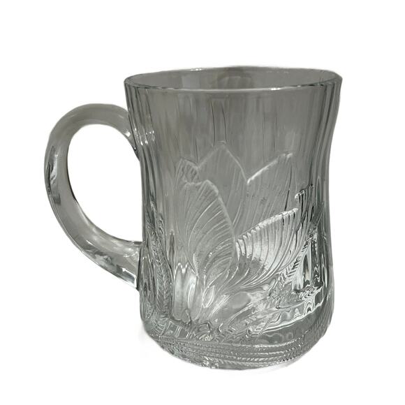 Arcoroc Slcoloc France Canterbury Crocus/Tulip  Mug Cup Clear Glass 4" Tall - Picture 1 of 3